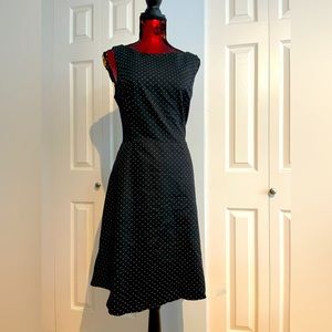 Polka dot dress just past knee length stretchy material